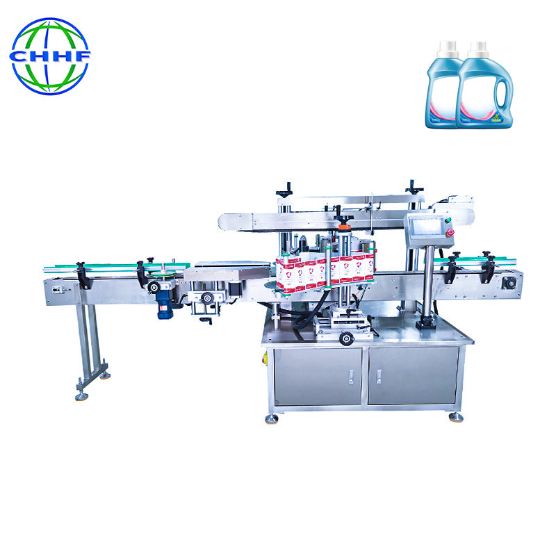 Automatic Double Side Labeling Machine, Front & Back Self-Adhesive Sticker Label Applicator for Flat, Square & Oval Cosmetic Pharma Bottles Changhaohuifeng