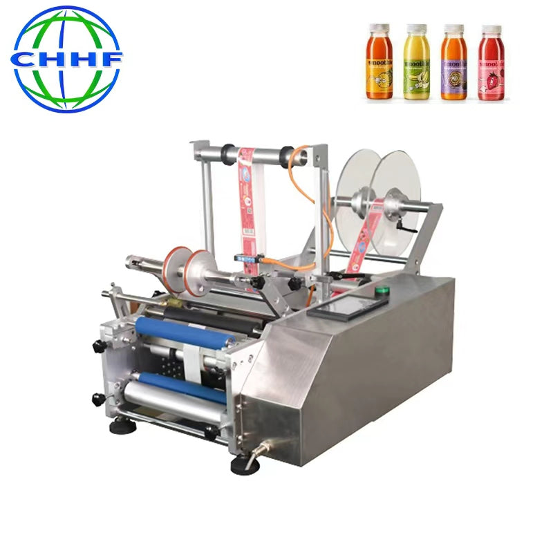 Semi-Automatic Round Bottle Labeling Machine, Desktop Self-Adhesive Sticker Label Applicator for Cosmetic, Pharma & Honey Jar Changhaohuifeng